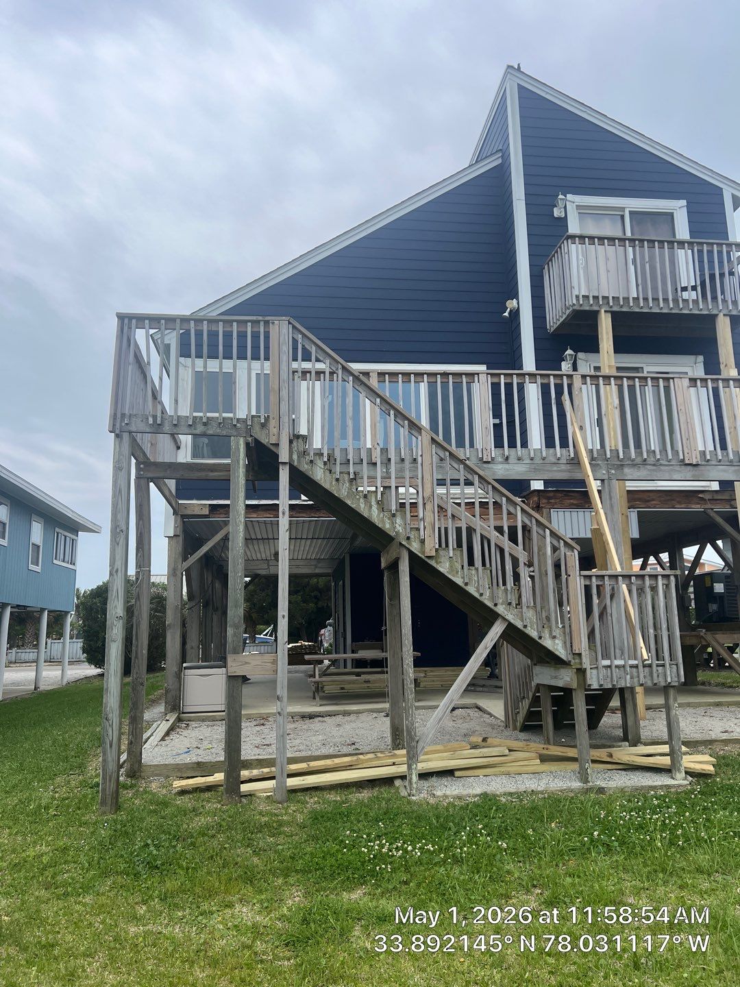 Oak Island Elevated Deck and Stair Rebuild