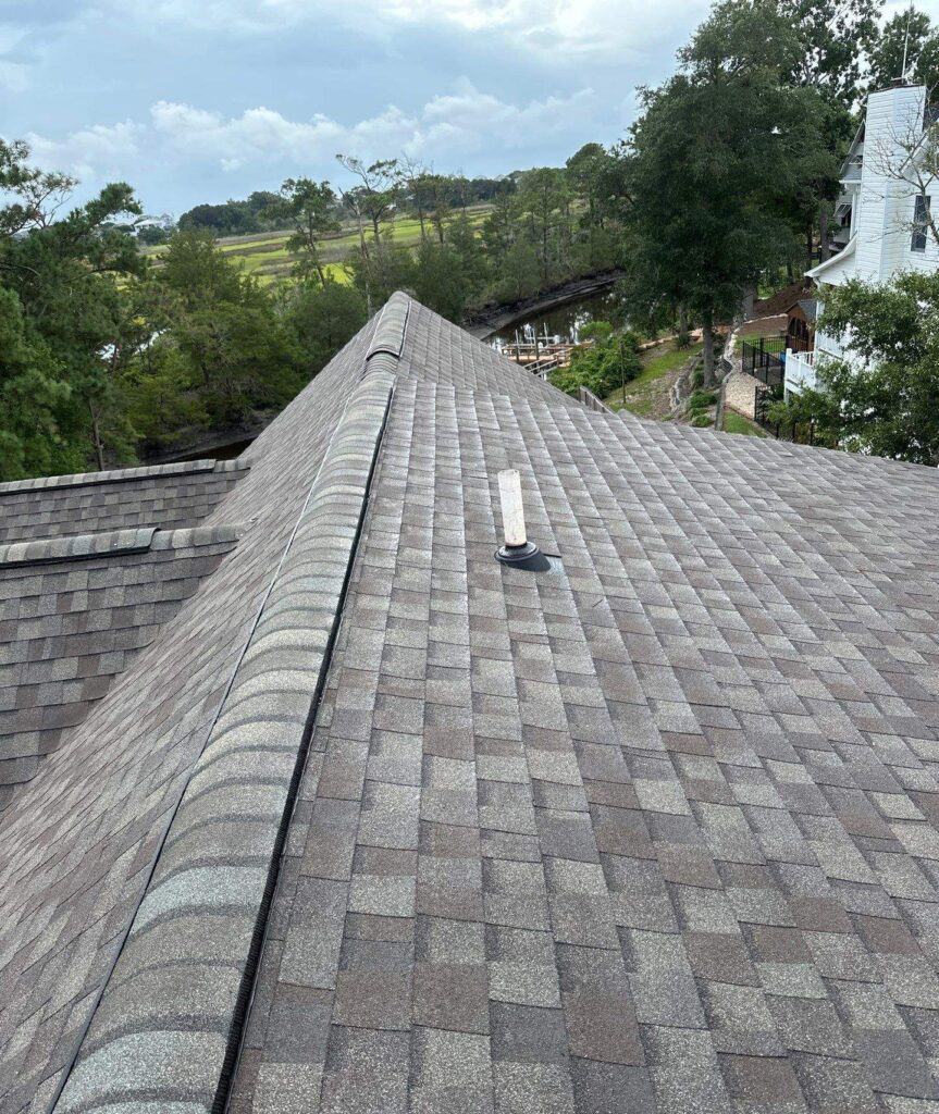 Weathered Wood shingle ridge and roof vent in Oak Island, NC